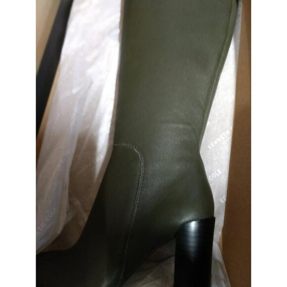 Justin Womens Genuine Leather Knee-High Boots 5.5 Olive Green With Zipper & Bloc - Picture 14 of 14